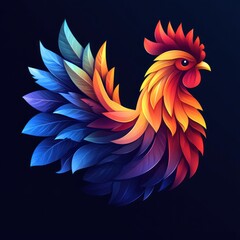 Fototapeta premium Colorful rooster illustration with vibrant plumage.