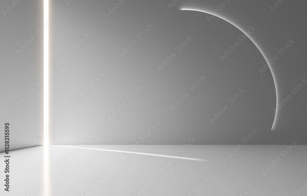 Poster A minimalist interior scene with light and shadow creating a serene atmosphere.