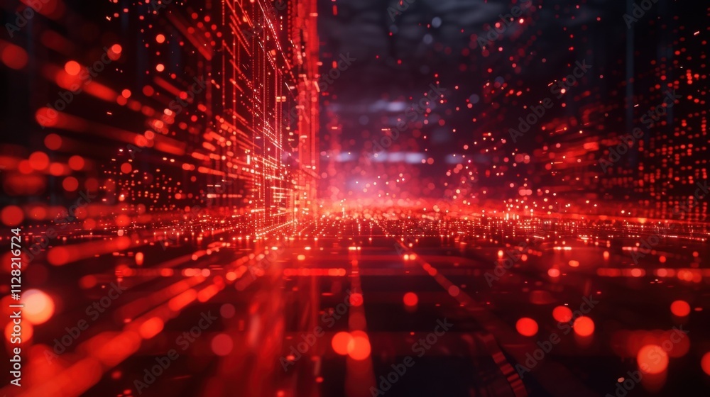 Aufkleber abstract digital information traveling through cyberspace, creating a futuristic server room visuali