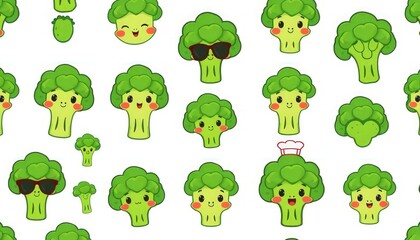 Obraz premium set of icons broccoli. set of green icons. set of broccoli cute vector on isolated white background. 