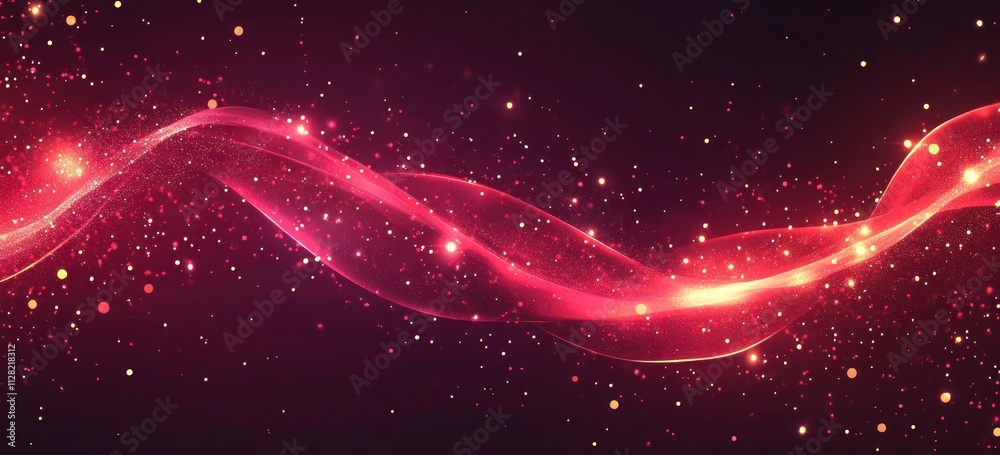 Poster A vibrant wave of pink light with sparkling particles, creating a dynamic visual effect.