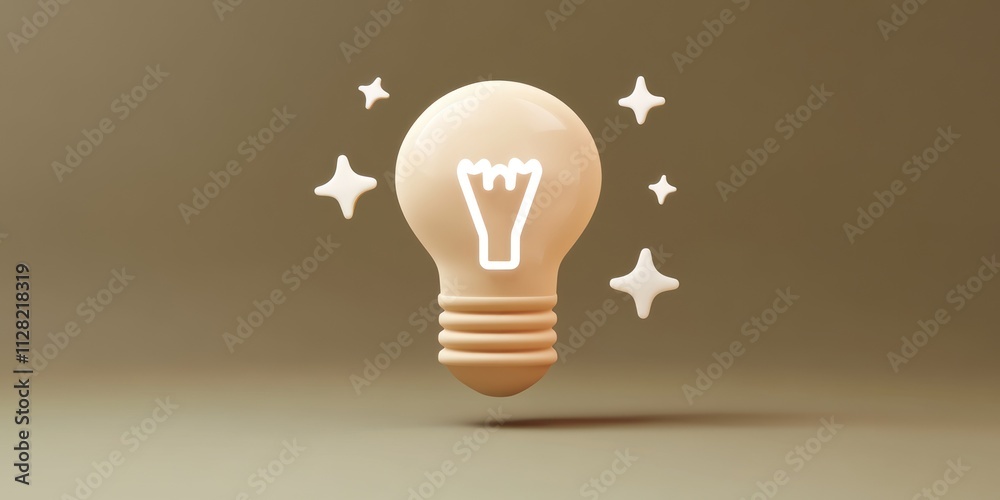 Poster a stylized light bulb icon with sparkles, symbolizing ideas and creativity.