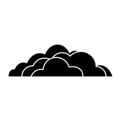 The cloud icon. The black silhouette of a cloud. Meteorology. Weather forecast. Cloud cover. Vector illustration isolated on a white background for design and web.