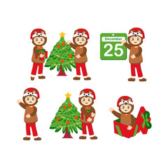 Kids Wearing Bear Outfit when Christmas Illustration