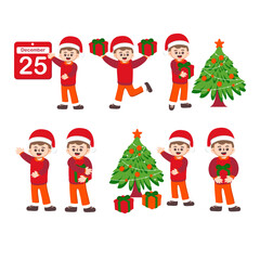 Cheerful Boy Wearing Christmas Illustration