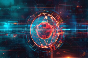 Fototapeta premium Global Network Connection Futuristic Technology Abstract Digital World Data Visualization