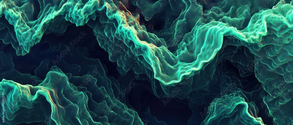 Fototapete abstract representation of fluid dynamics with vibrant colors and flowing forms.