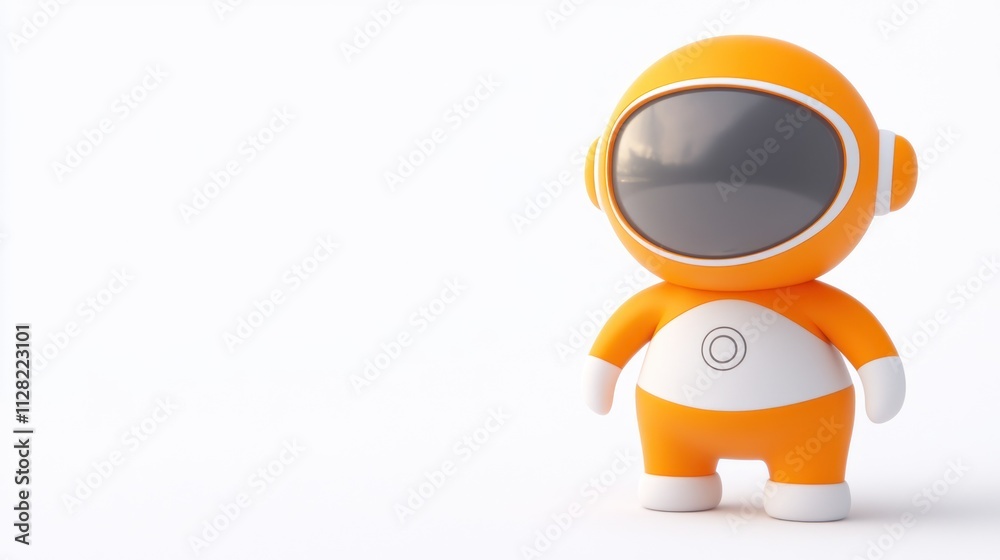 Aufkleber a cute orange robot figure with a round helmet and a friendly appearance.