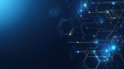 Obraz premium Abstract digital background with hexagonal shapes and glowing elements.