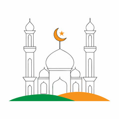 Abstract Mosque Design with Bright Colors