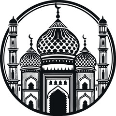 Abstract Mosque Design with Bright Colors