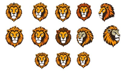 lion head vector set