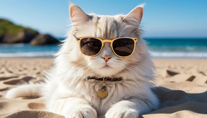 Cool Cat on Beach Vacation