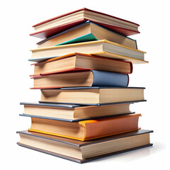 Stacked Books Isolated on White Background
