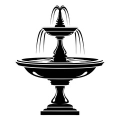 Water fountain silhouette vector illustration on a white background