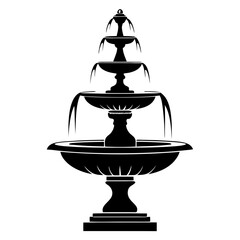 Water fountain silhouette vector illustration on a white background