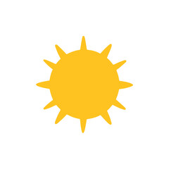 Bright yellow sun symbol representing warmth and optimism in a clear sky during the summer season