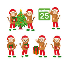 Kids Wearing Lion Outfit when Christmas Illustration