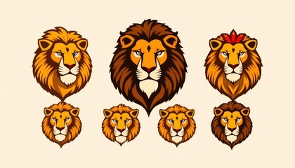 Fototapeta premium lion head vector set