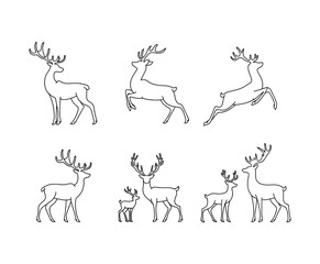 Minimalist Deer Silhouette Collection Vector Template