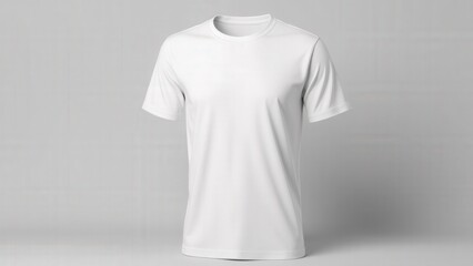 A clean 3D T-Shirt mockup with short sleeves, showcasing a blank design, realistic fabric texture, and subtle folds under soft studio lighting against a neutral background