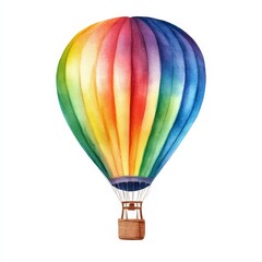 Fototapeta premium A vibrant, colorful hot air balloon floating gracefully in the sky, showcasing a beautiful spectrum of hues.