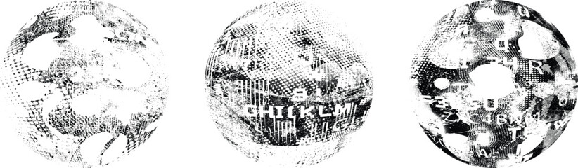 Grunge sphere Collection. Grunge Circles. Banners, Insignias , stamps, spheres, Labels and Badges Set . vector distress textures. Bundle blank circle textured shapes, globes, balls and stamps.