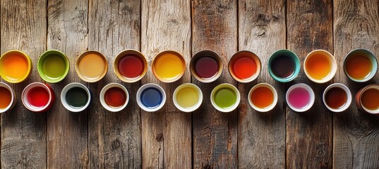 Global Tea Cup Collection on Wooden Surface for Branding and Marketing Design