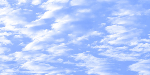 Abstract background with panorama of blue sky and white cloud nature design. horizon spring morning sky with clouds background. hand painted watercolor shades sky clouds.