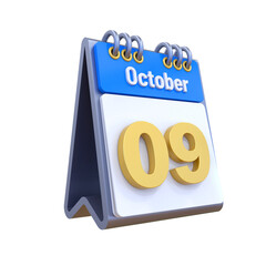 3D Calendar October Date 09