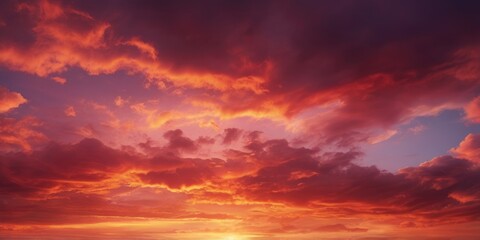 Obraz premium Deep Pink and orange Fantasy vibrant panoramic sunset sky