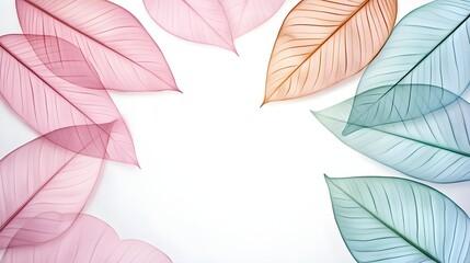 Obraz premium pastel leaf frame, white background - pastel colors