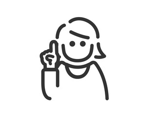 提案する女性のアイコン（線画）のイラスト