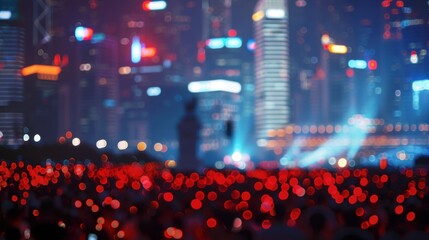 A blur of city lights and a sea of concertgoers make this an unforgettable urban experience.