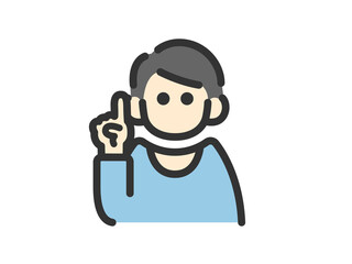 提案する男性のアイコン（線画カラー）のイラスト