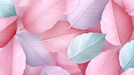 pastel pink & blue leaves background - pastel colors