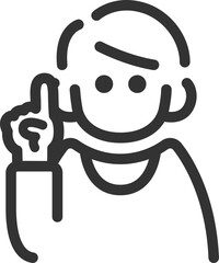 提案する男性のアイコン（線画）のイラスト