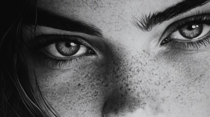 Naklejka premium A Close Up Of Freckled Eyes And Brows