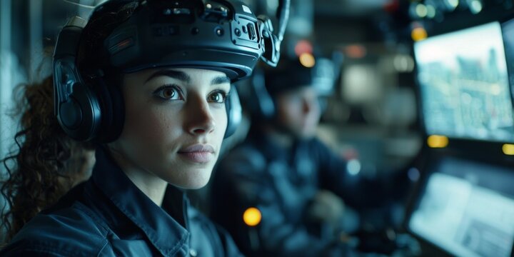 VR Finance Diverse Team Using Virtual Reality for Financial Modeling - Powered by Adobe