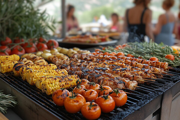 Saftiges Fleisch vom Grill mit feinen Kräutern und Beilagen