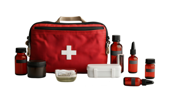 PNG, Medical, medical worker's bag isolated on white background, designed and generated by AI technology. - Powered by Adobe