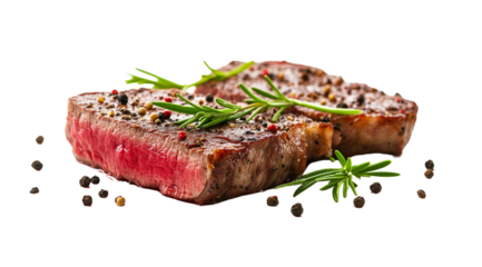 PNG, Steak. Meat Long, pieces of raw meat, isolated on a white background, created with Generative AI technology.