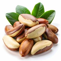 Fototapeta premium brazil nuts with leaves Isolated on Transparent Background