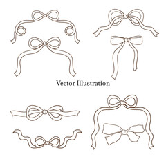 Whimsical Hand-Drawn Ribbon Bow Outline. Vector Illustration