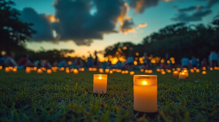 Enchanting Outdoor Candlelight Dinner in the Park AI generated illustration