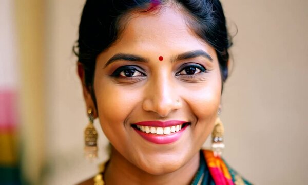 Woman smiling wearing traditional indian clothing