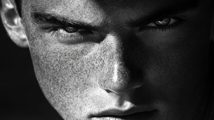 Obraz premium A Close Up Black And White Portrait Of A Mans Face