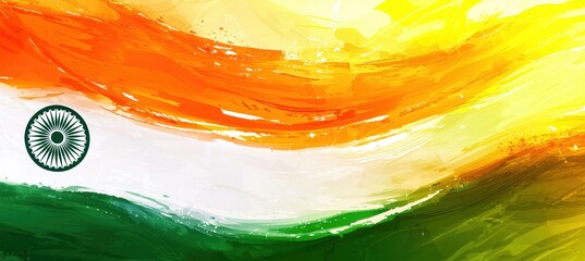Empowering Republic Day Banner with Indian Flag and Glowing Sunset for Inspiring Designs