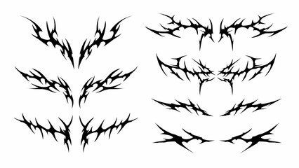 Neo Tribal Symmetry A Bold Bundle of Cyber Gothic Patterns and Abstract Black White Sigil Elements