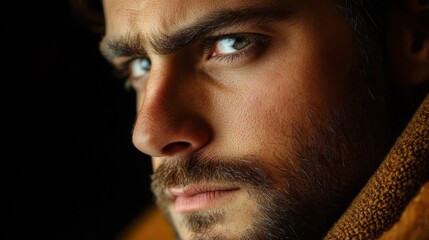 Fototapeta premium Close Up Portrait Of A Man With Green Eyes